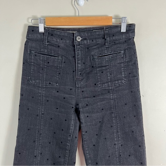 Anthropologie Pilcro Polka Dot Faded Black Wide Leg High Rise Crop Jeans Size 26 - Picture 7 of 14